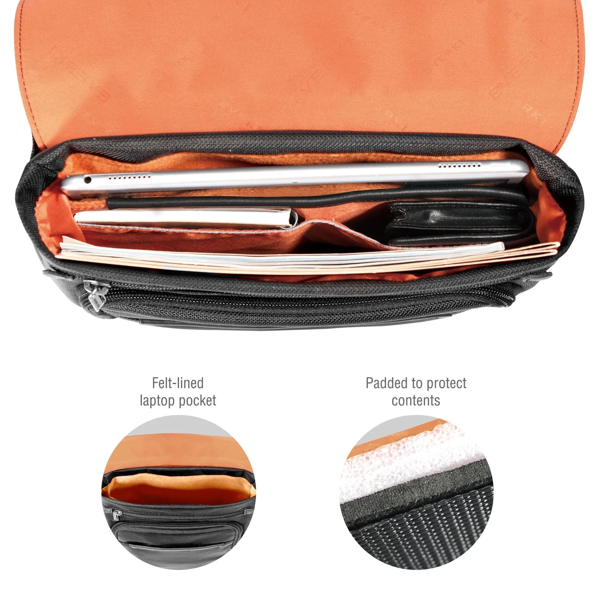 Everki Venue XL RFID Mini Messenger, Fits iPad Pro 12'', Surface Pro, MacBook