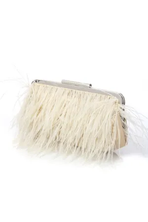 Feather a Dull Moment Evening Clutch - Ivory