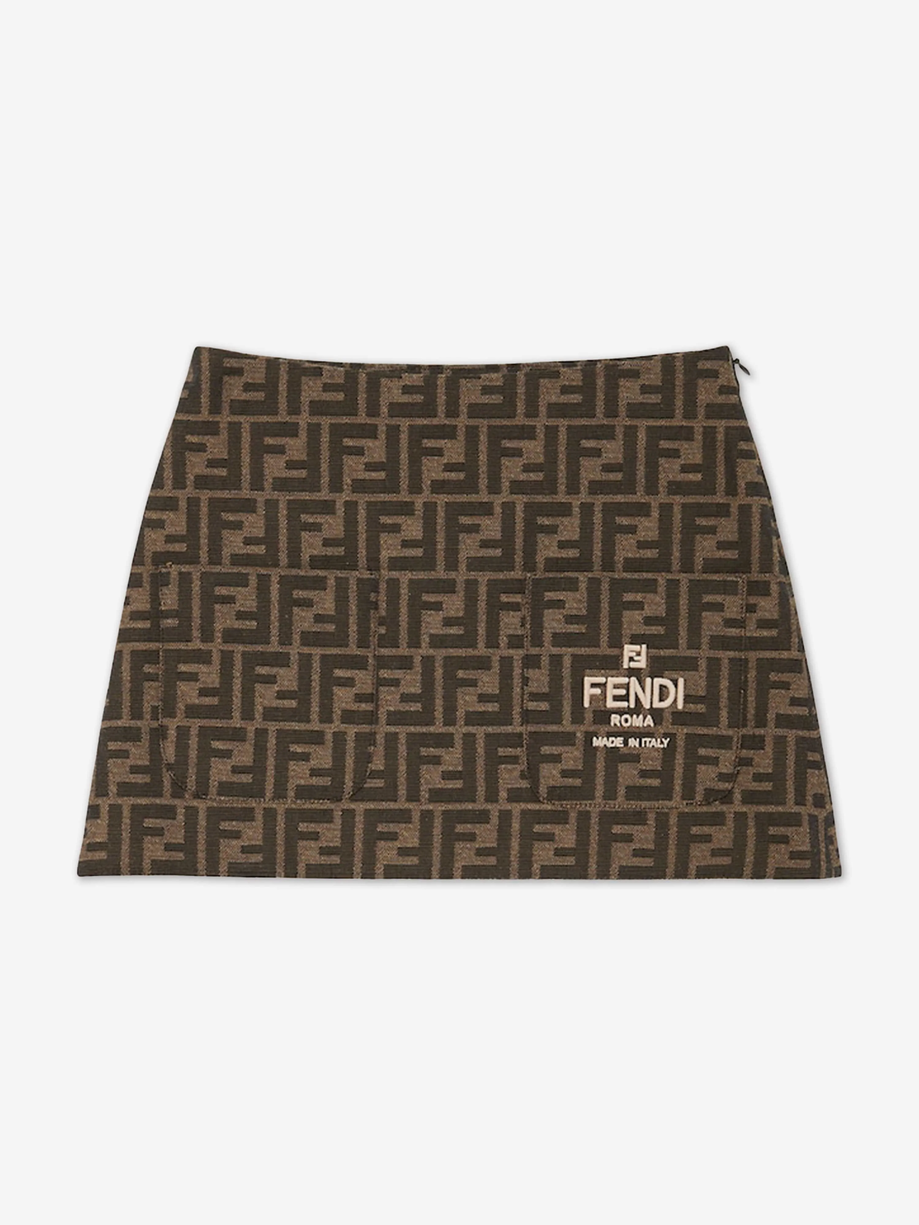 Fendi Girls FF Logo Skirt in Brown