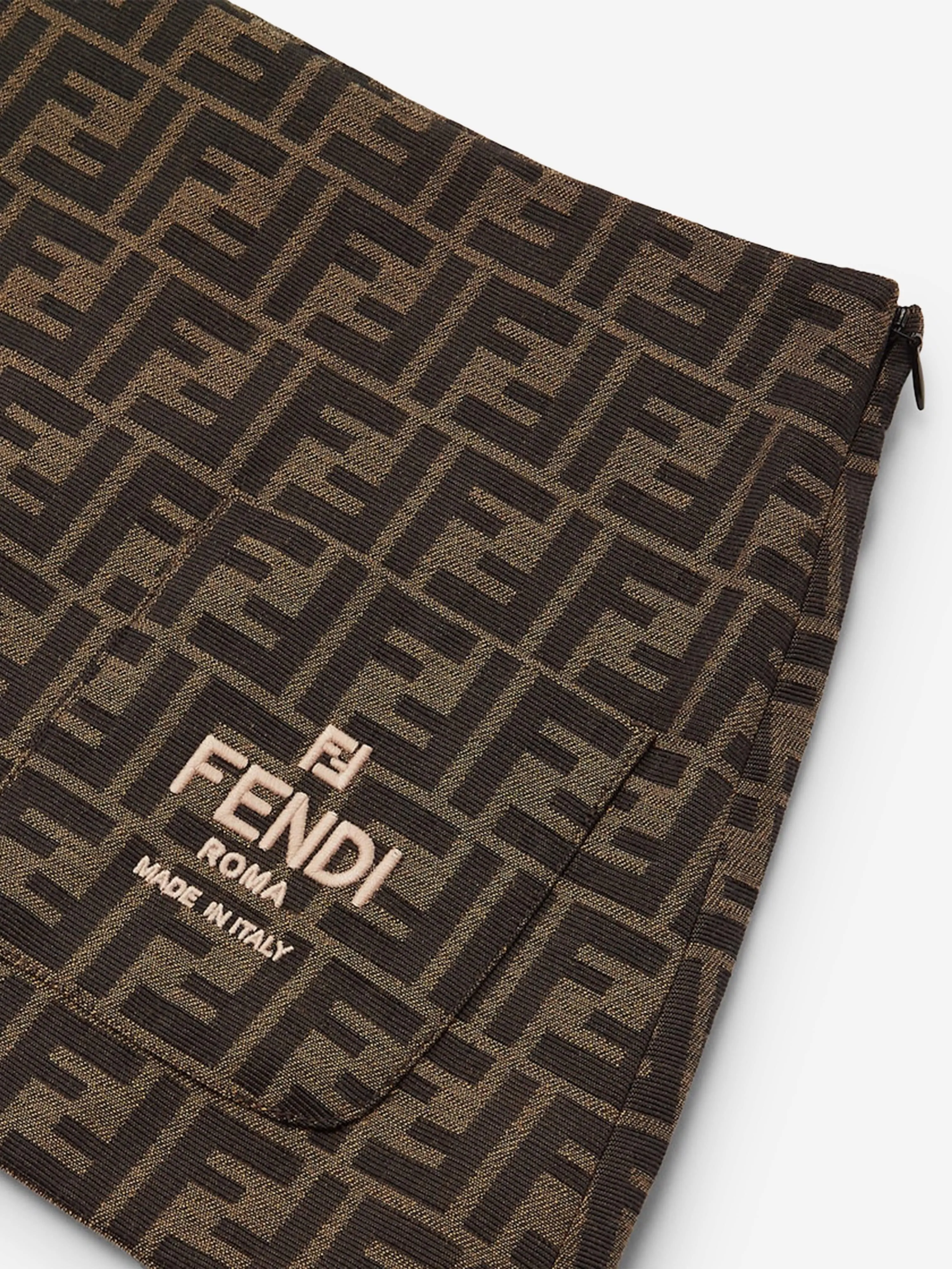 Fendi Girls FF Logo Skirt in Brown