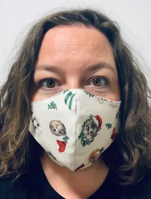 Festive Kittens White- FACE MASK