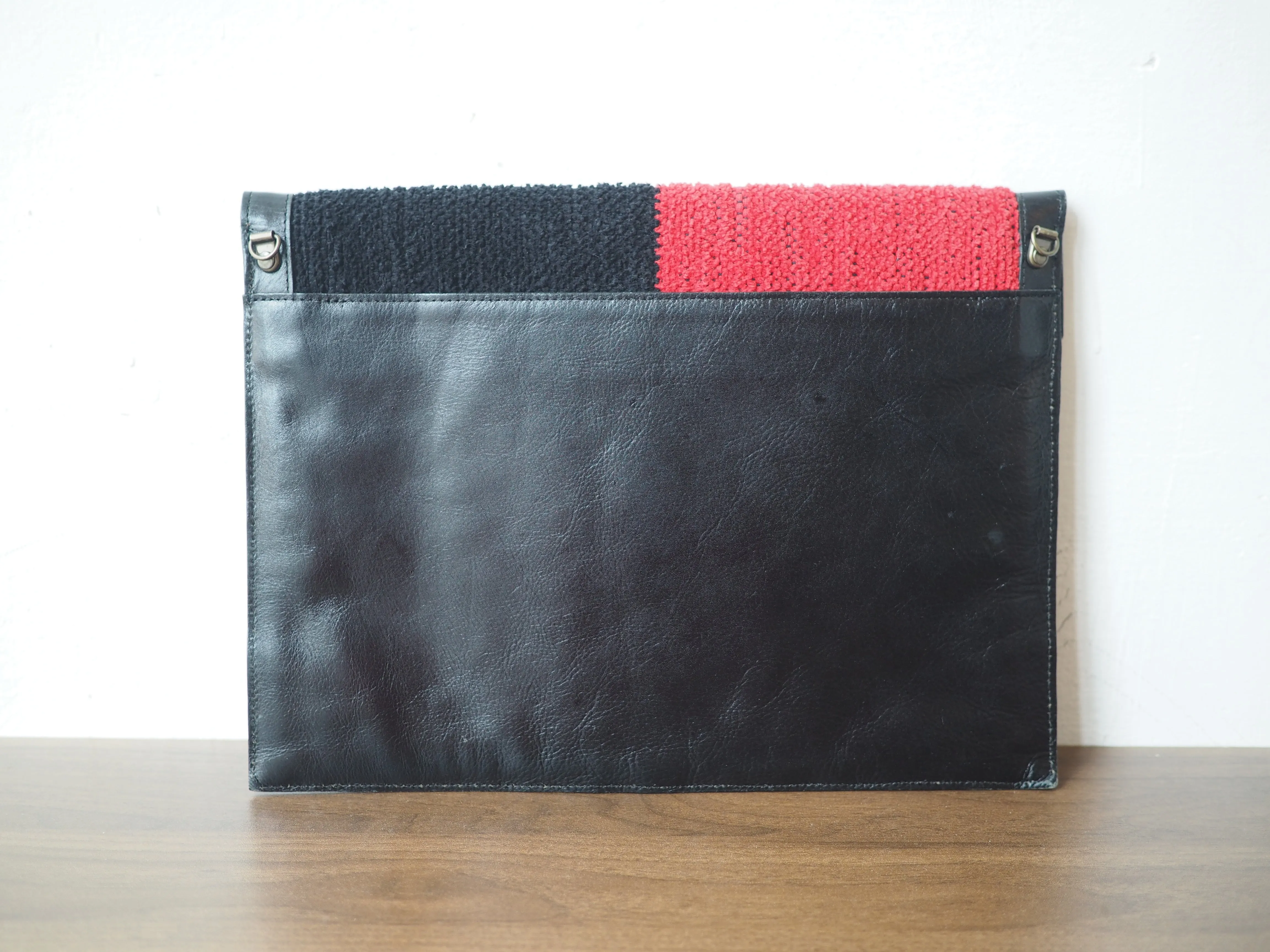 Finland Color Block fabric leather clutch