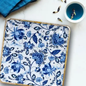 Floral Square Wooden Serving Platter