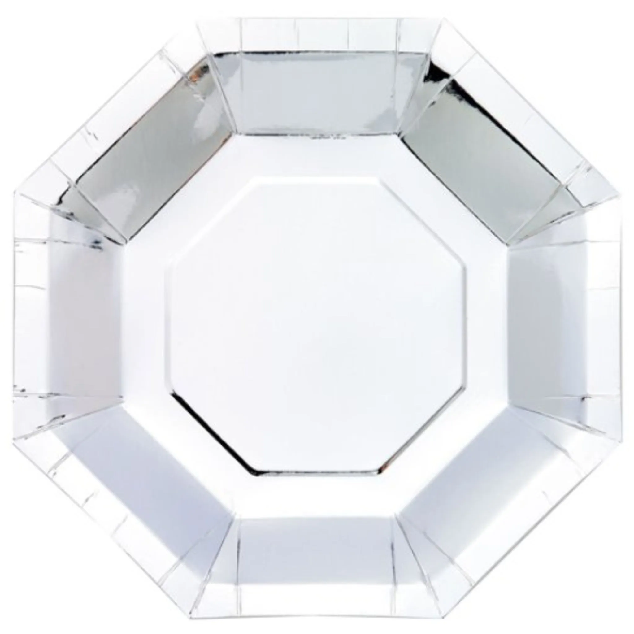 Foil Silver Metallic Octagon Paper Plates - 8pk