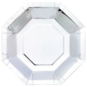 Foil Silver Metallic Octagon Paper Plates - 8pk