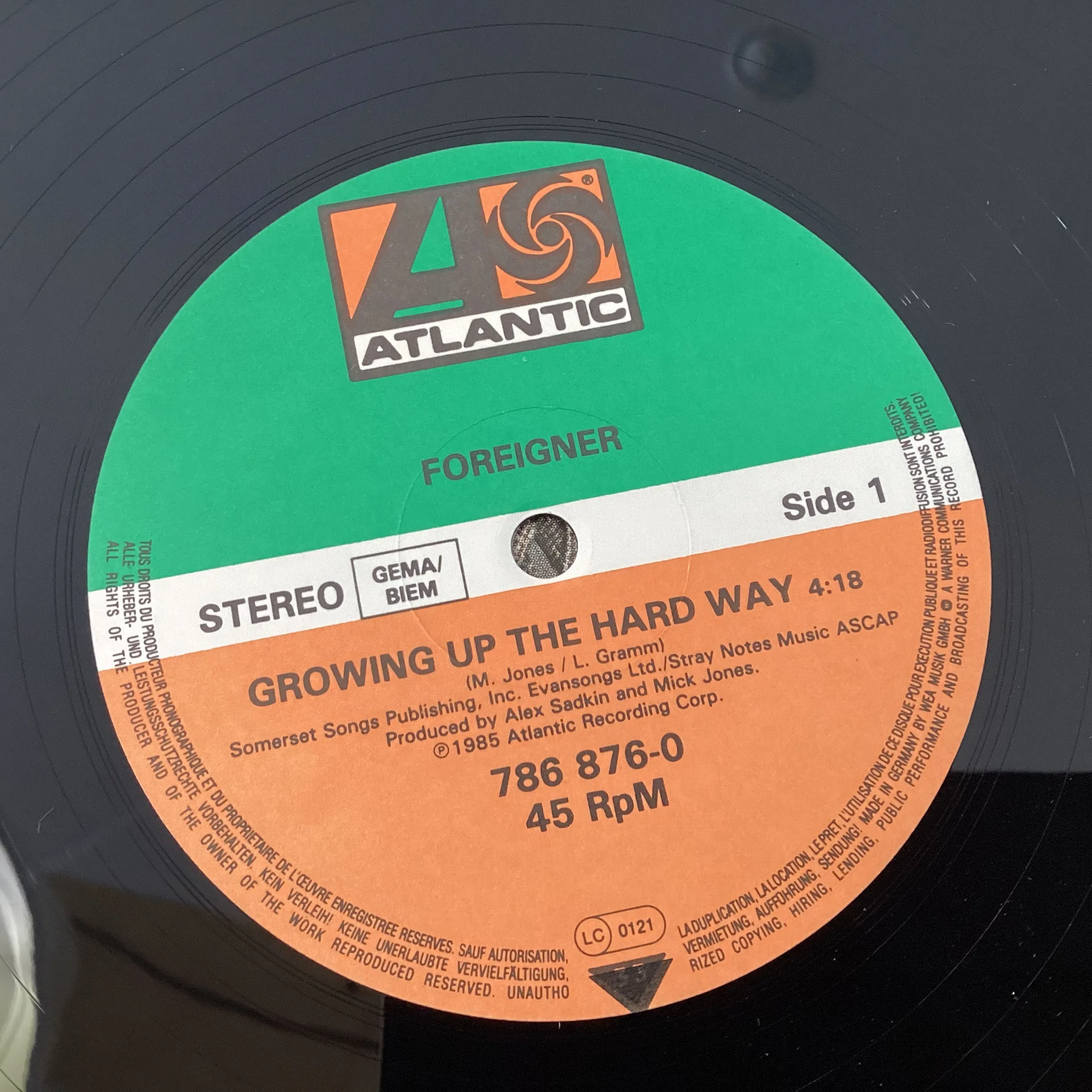 FOREIGNER = GROWING UP THE HARD WAY (12 IN.) (GERMANY 1985) (USED)
