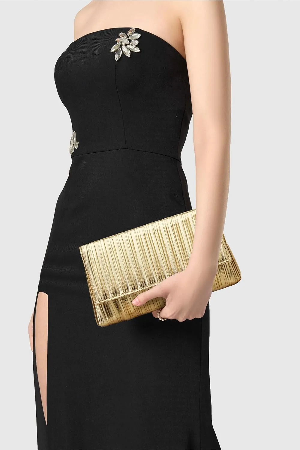 Formal Cocktail Party Style Gold Clutch Evening Bag