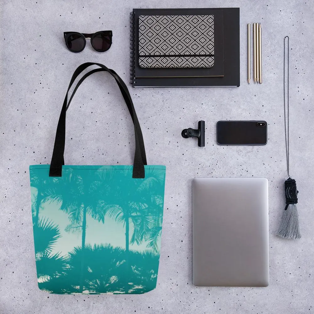 FYC Palm Tree Durable 15" X 15" Tote Bag W/Bull Denim Handles