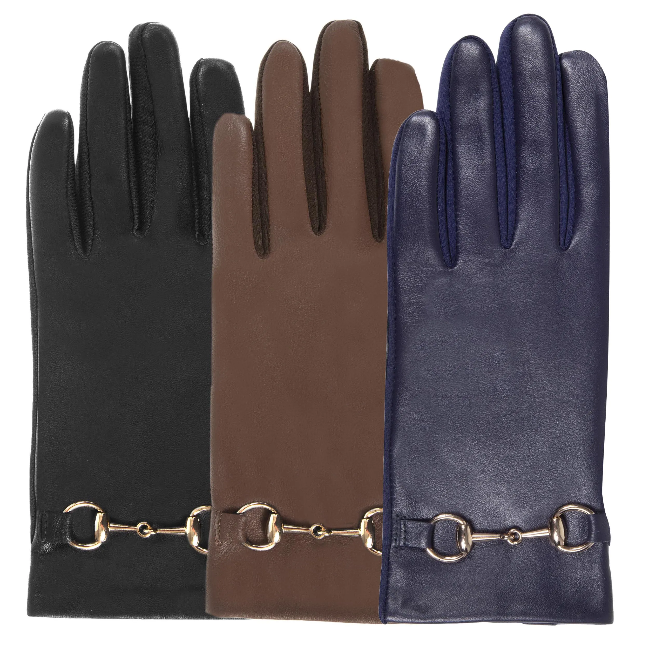 Gants Femme tactiles cuir de mouton Marine