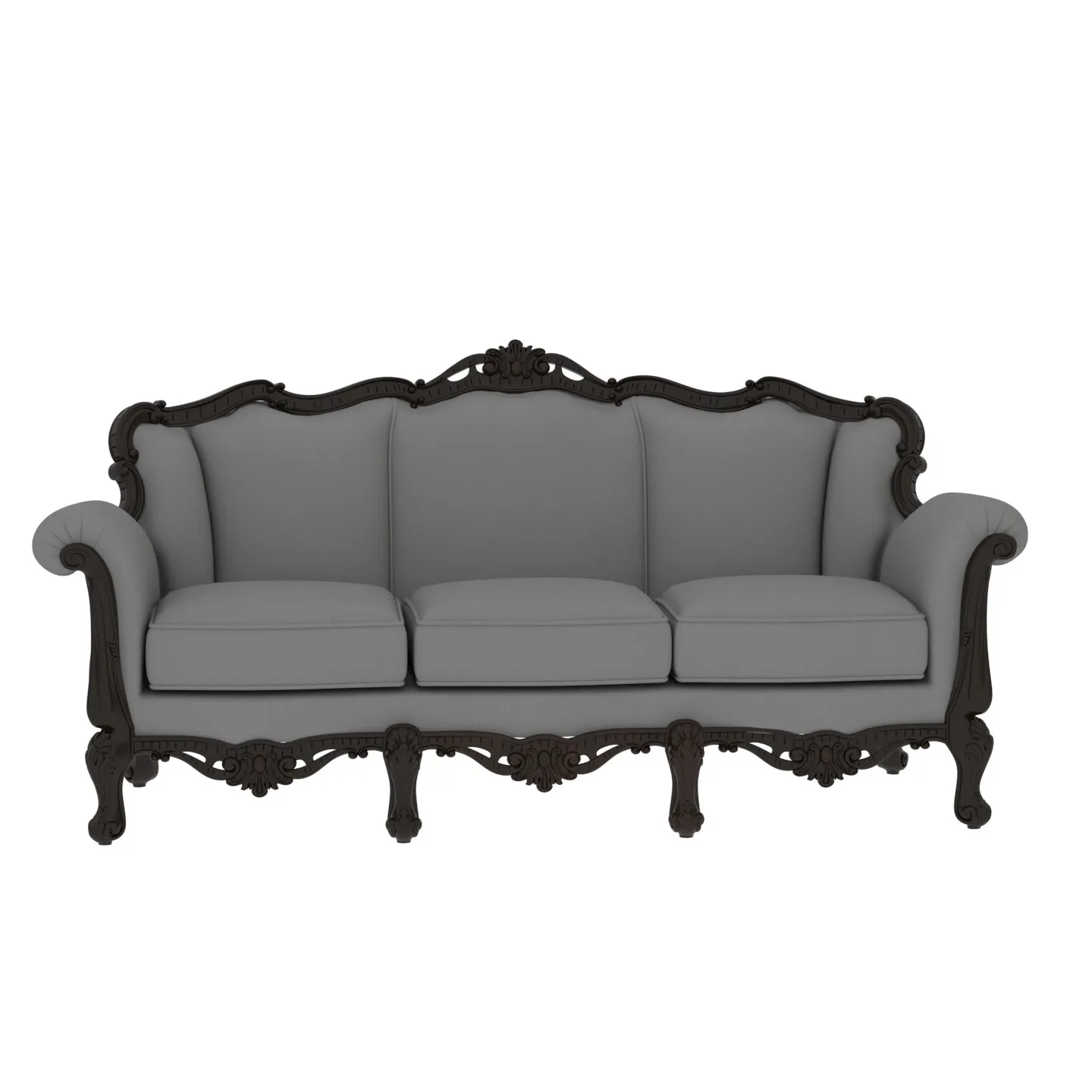 Glorious Gray Premium Style Wooden Guest Seating Sofa Set