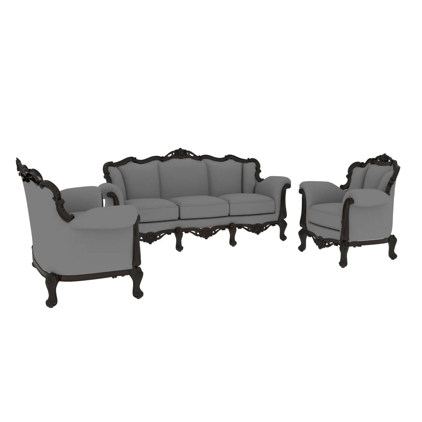 Glorious Gray Premium Style Wooden Guest Seating Sofa Set