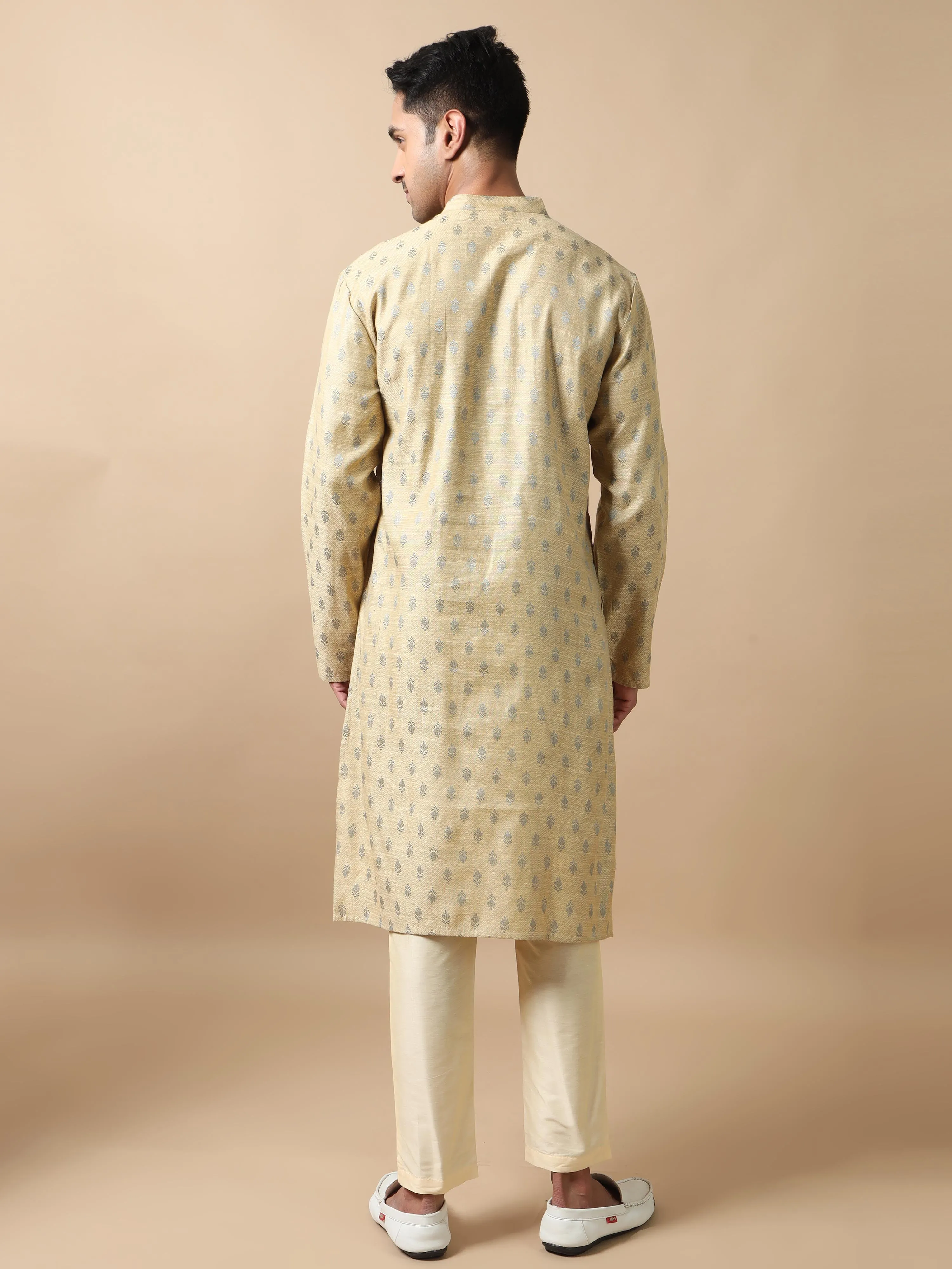 Gold Banarasi Leaf Buta Long Kurta