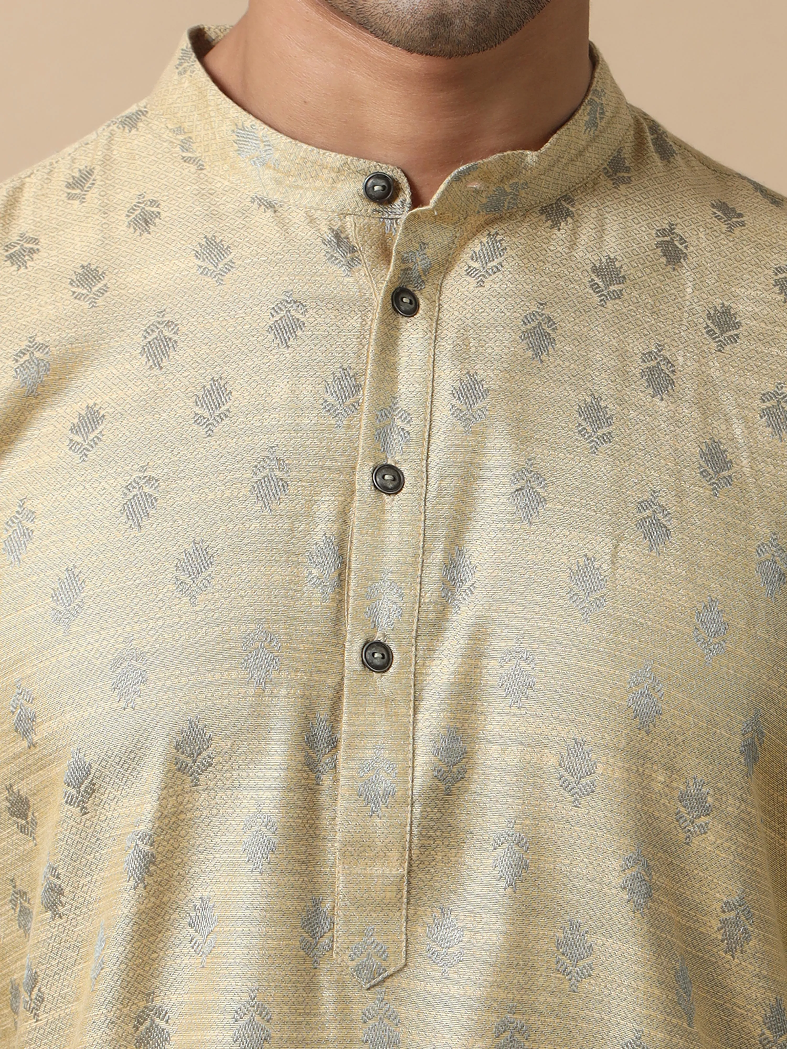 Gold Banarasi Leaf Buta Long Kurta