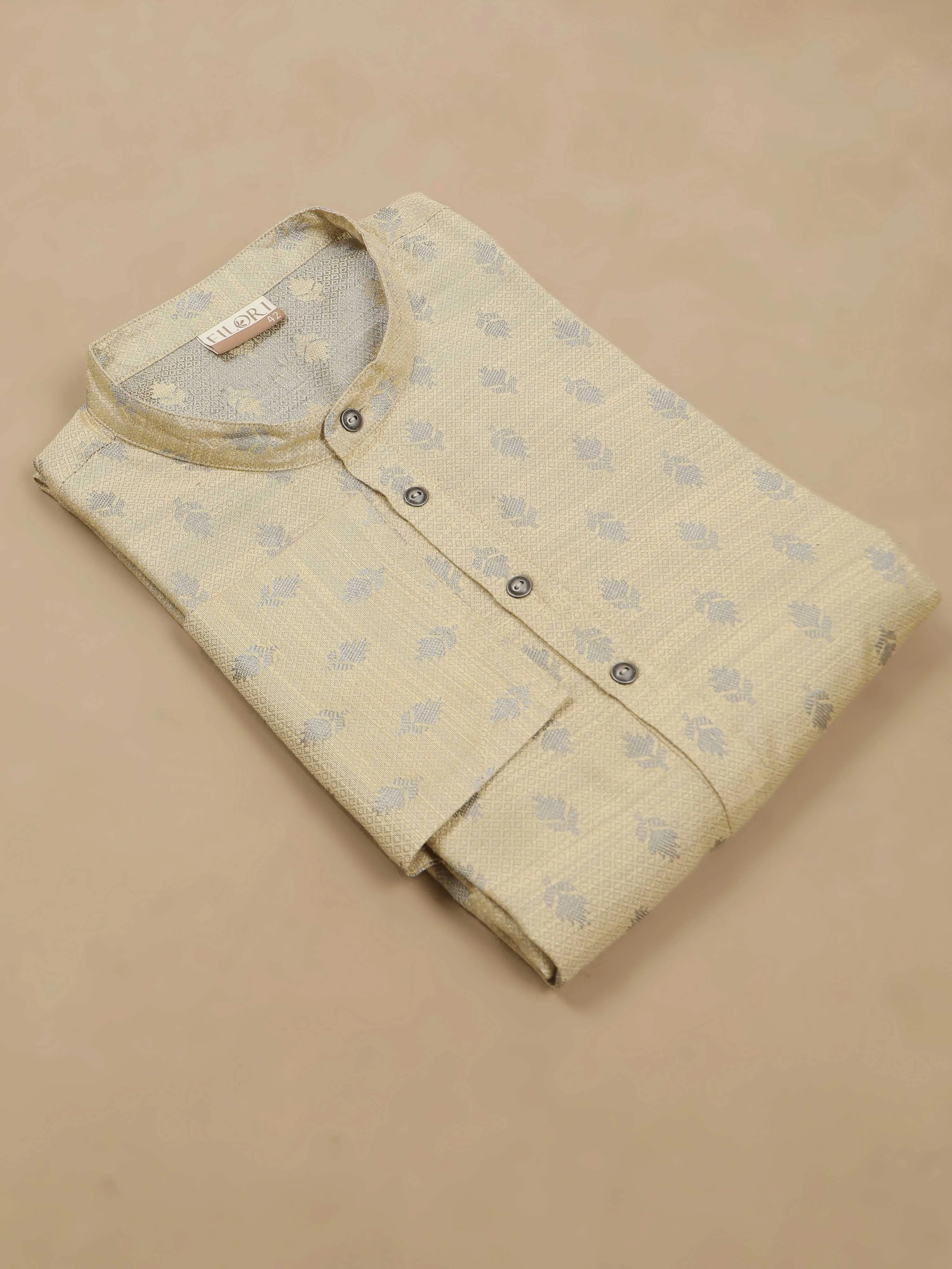 Gold Banarasi Leaf Buta Long Kurta