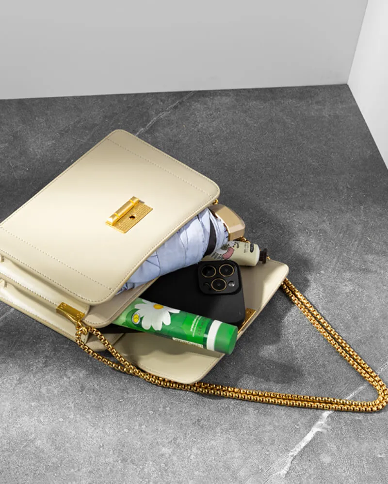 Gold Chain Leather Crossbody Bag