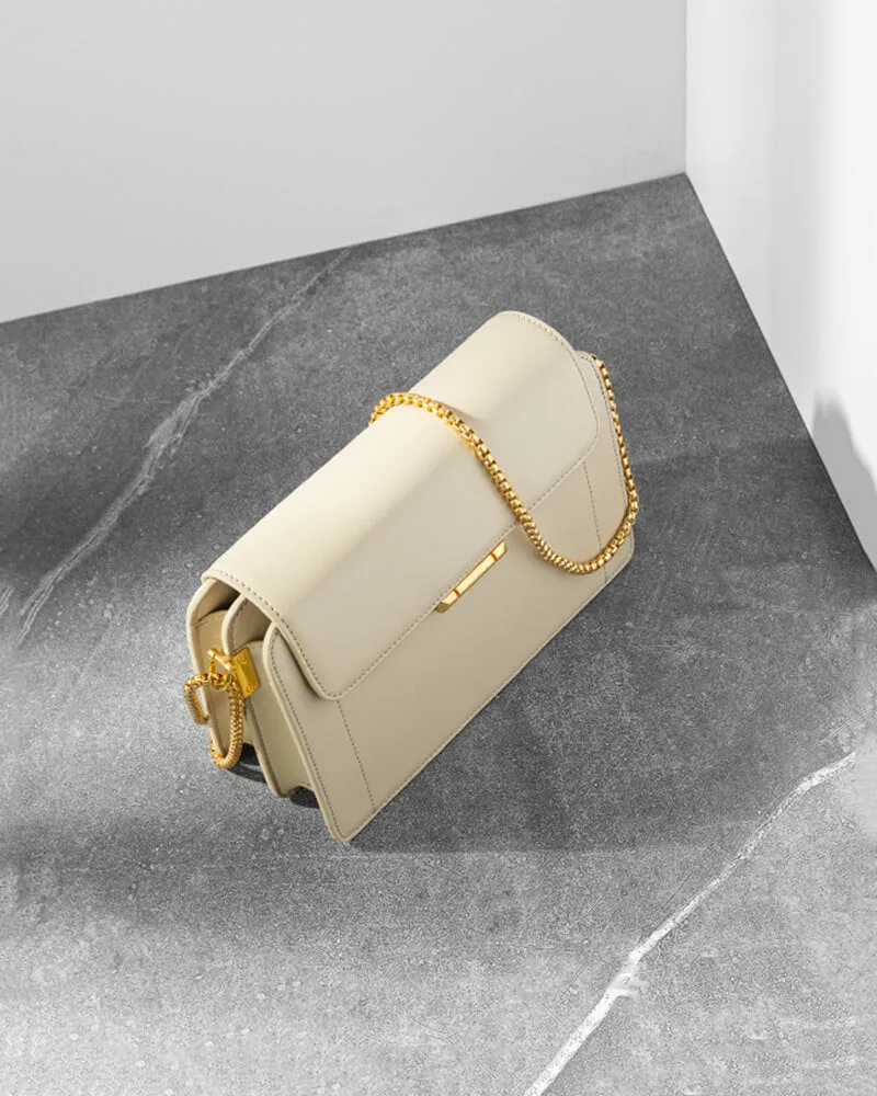 Gold Chain Leather Crossbody Bag