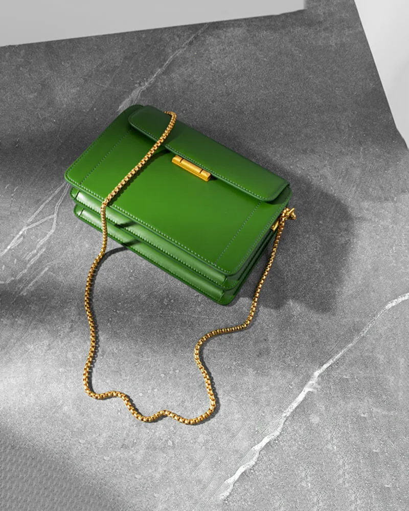 Gold Chain Leather Crossbody Bag