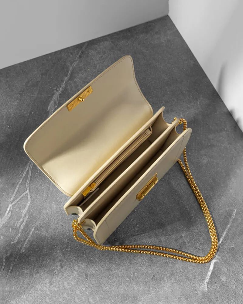Gold Chain Leather Crossbody Bag