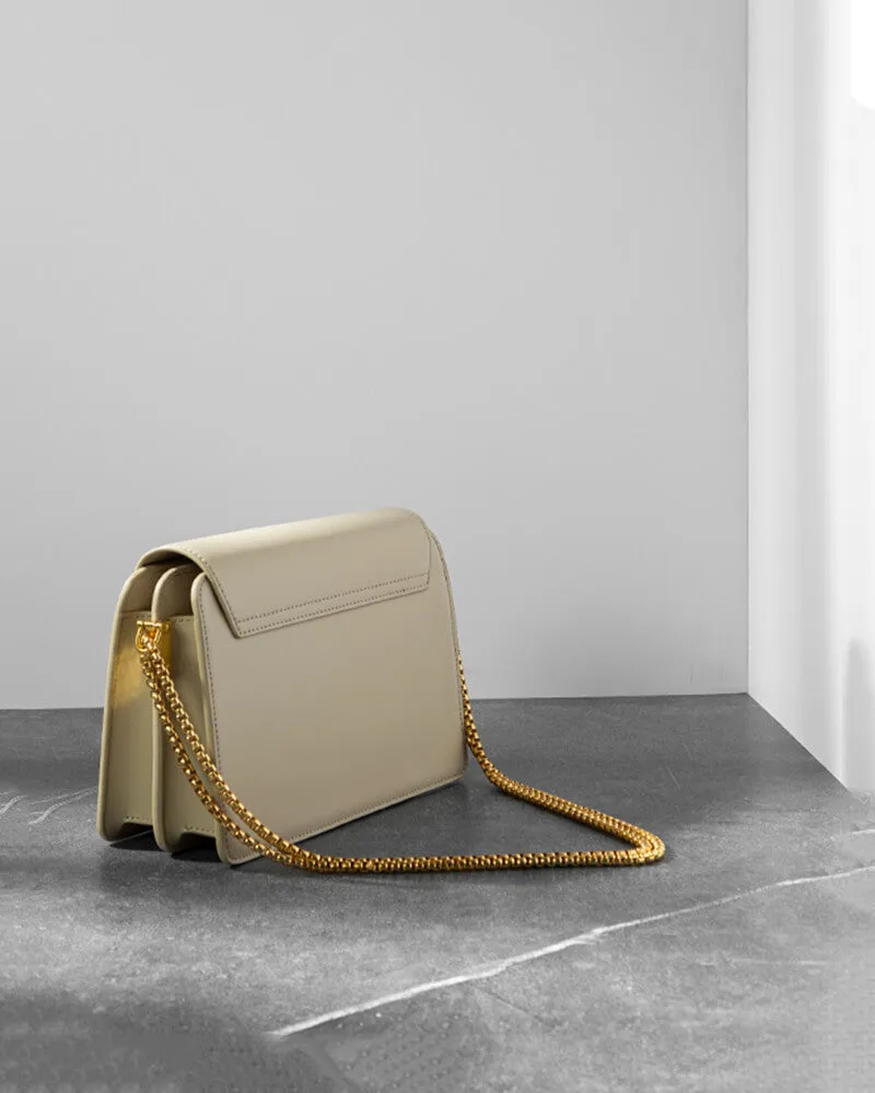 Gold Chain Leather Crossbody Bag
