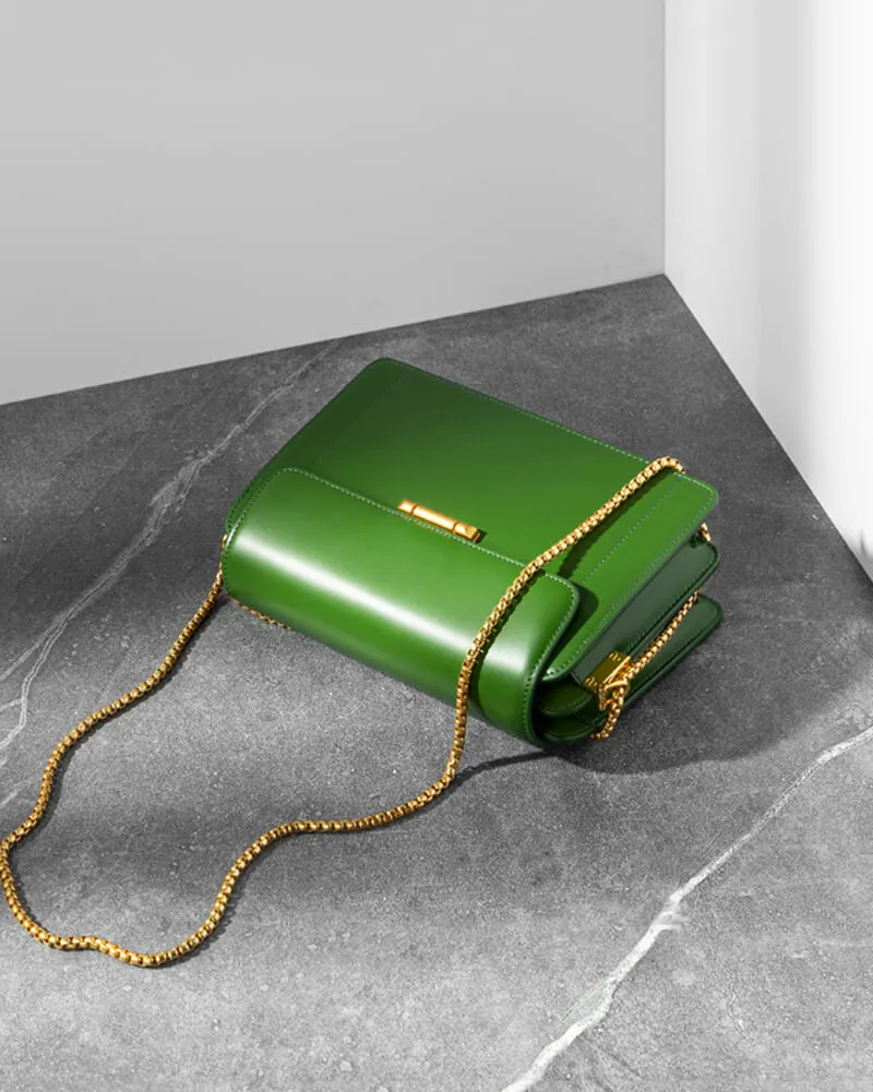 Gold Chain Leather Crossbody Bag