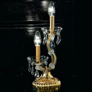 Gold Plated Crystal Two Light Table Lamp