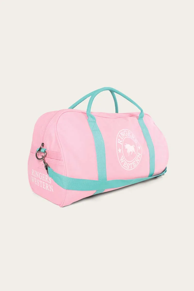 Gundagai Duffle Bag - Pink and Mint with White Logo