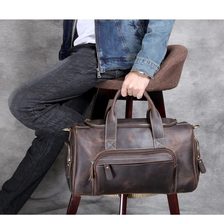 Handmade Vintage Leather Weekend Traveling Bags 1901