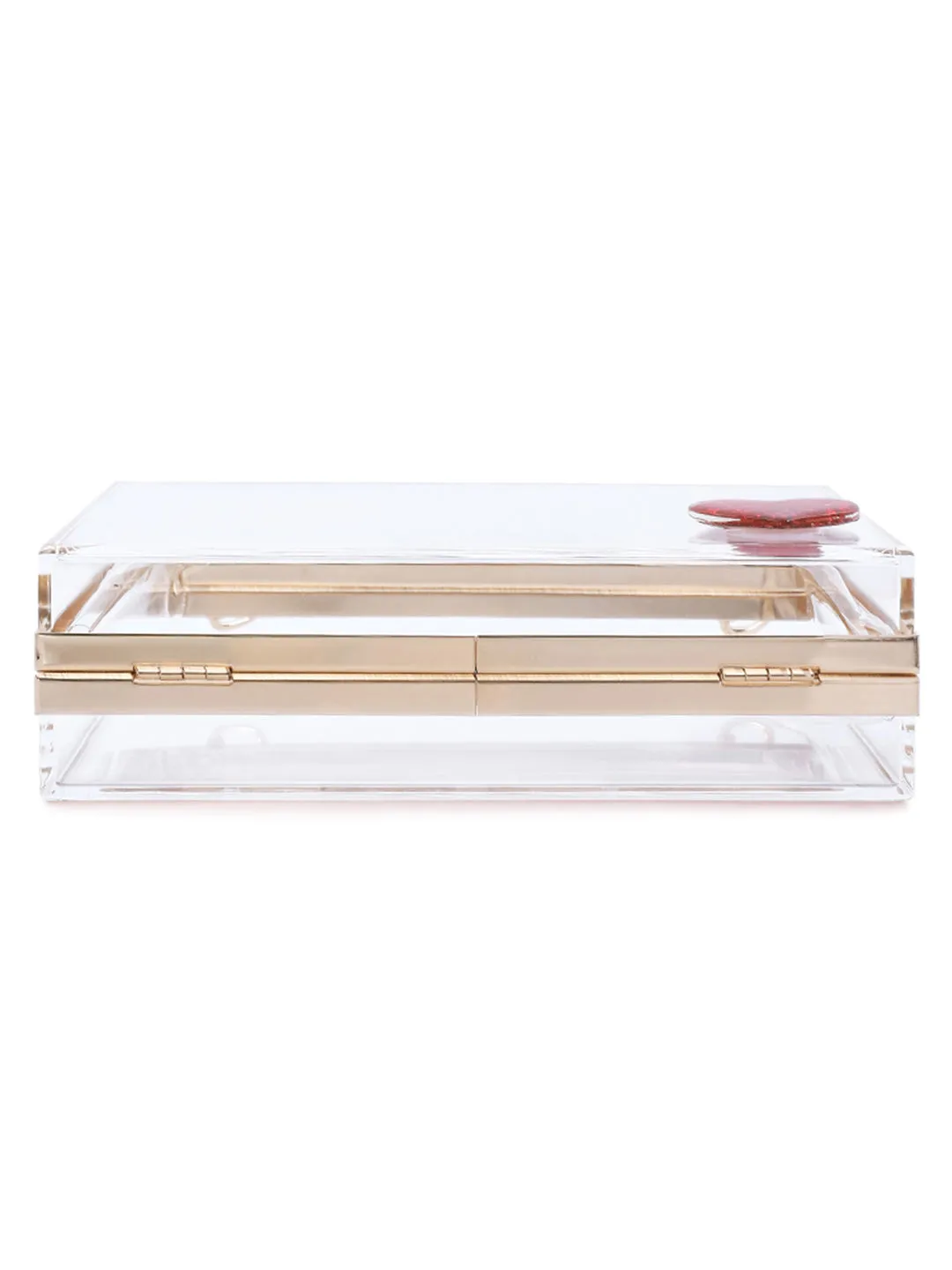 Heart Detail Clear Clutch Bag