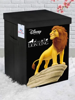 Heart Home Disney Lion King Print Non Woven Fabric Foldable Laundry Basket, Toy Storage Basket, Cloth Storage Basket with Lid & Handles (Black)-HEART10398