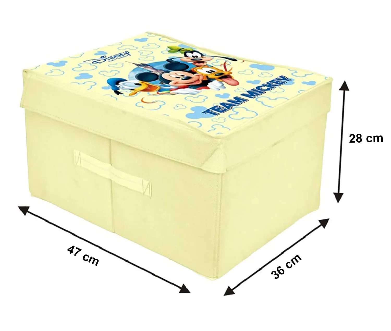 Heart Home Disney Team Mickey Printed Multipurposes Non-Woven Flodable Storage Box/Oragnizer (Cream)-HS43HEARTH26574
