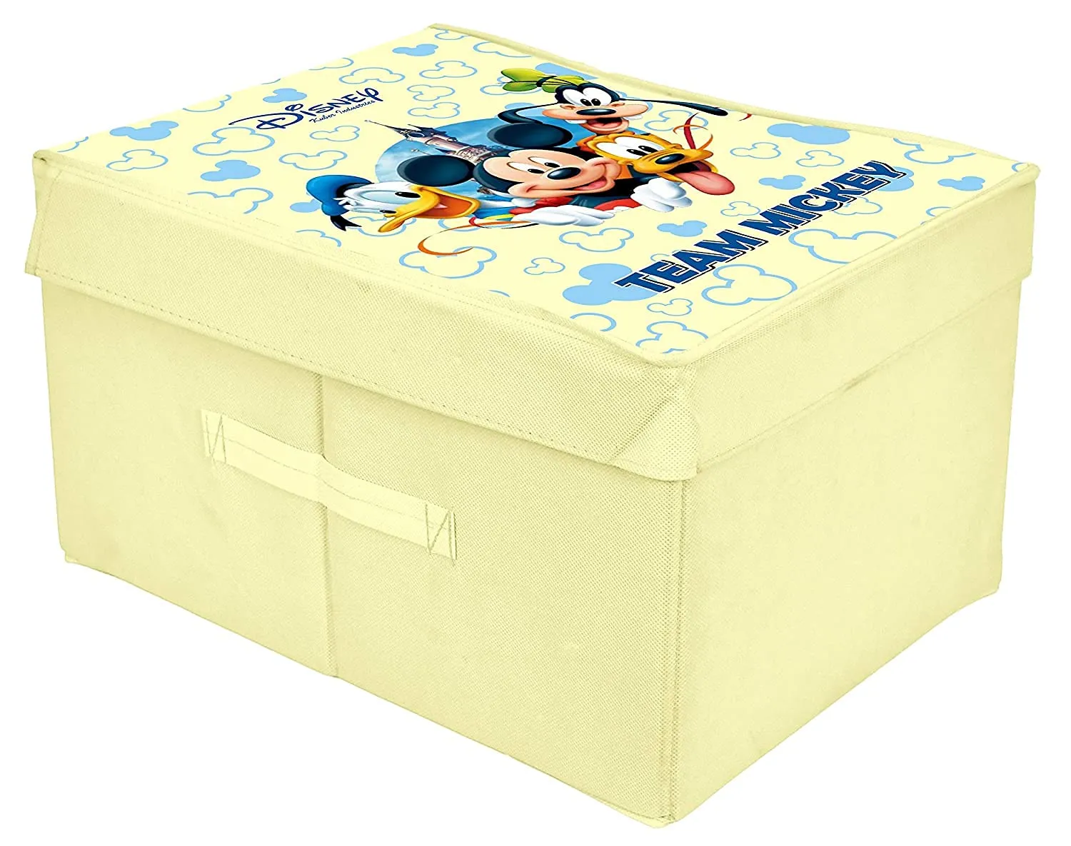 Heart Home Disney Team Mickey Printed Multipurposes Non-Woven Flodable Storage Box/Oragnizer (Cream)-HS43HEARTH26574