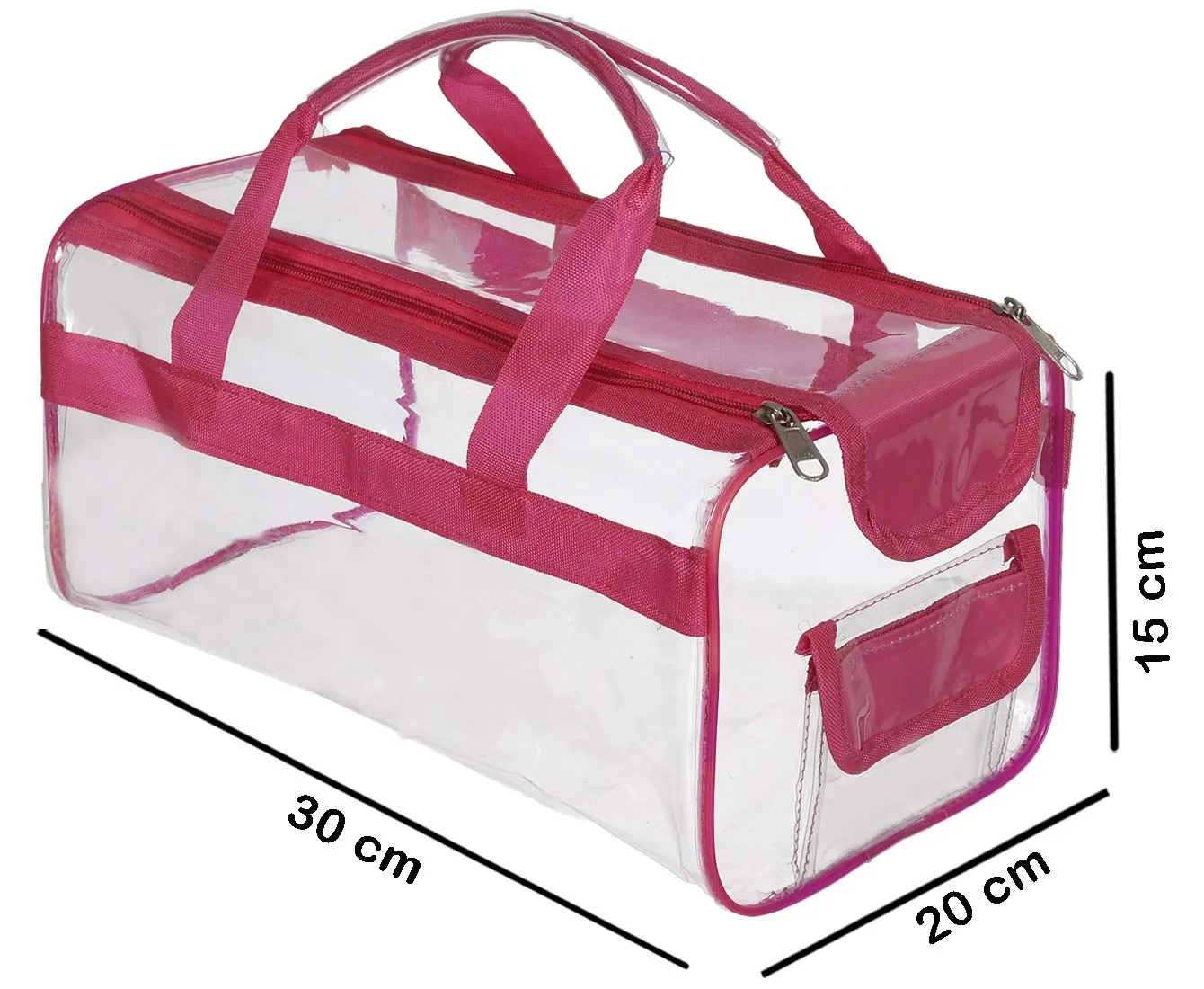 Heart Home Large Size Clear PVC Travel Toiletry Bag Handbag Beach Tote Bag Organizer for Men and Women-Set of 2 (Pink)