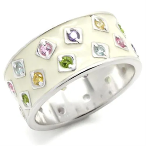 High-Polished 925 Sterling Silver Ring with AAA Grade CZ in Multi Color for Women Style 37405