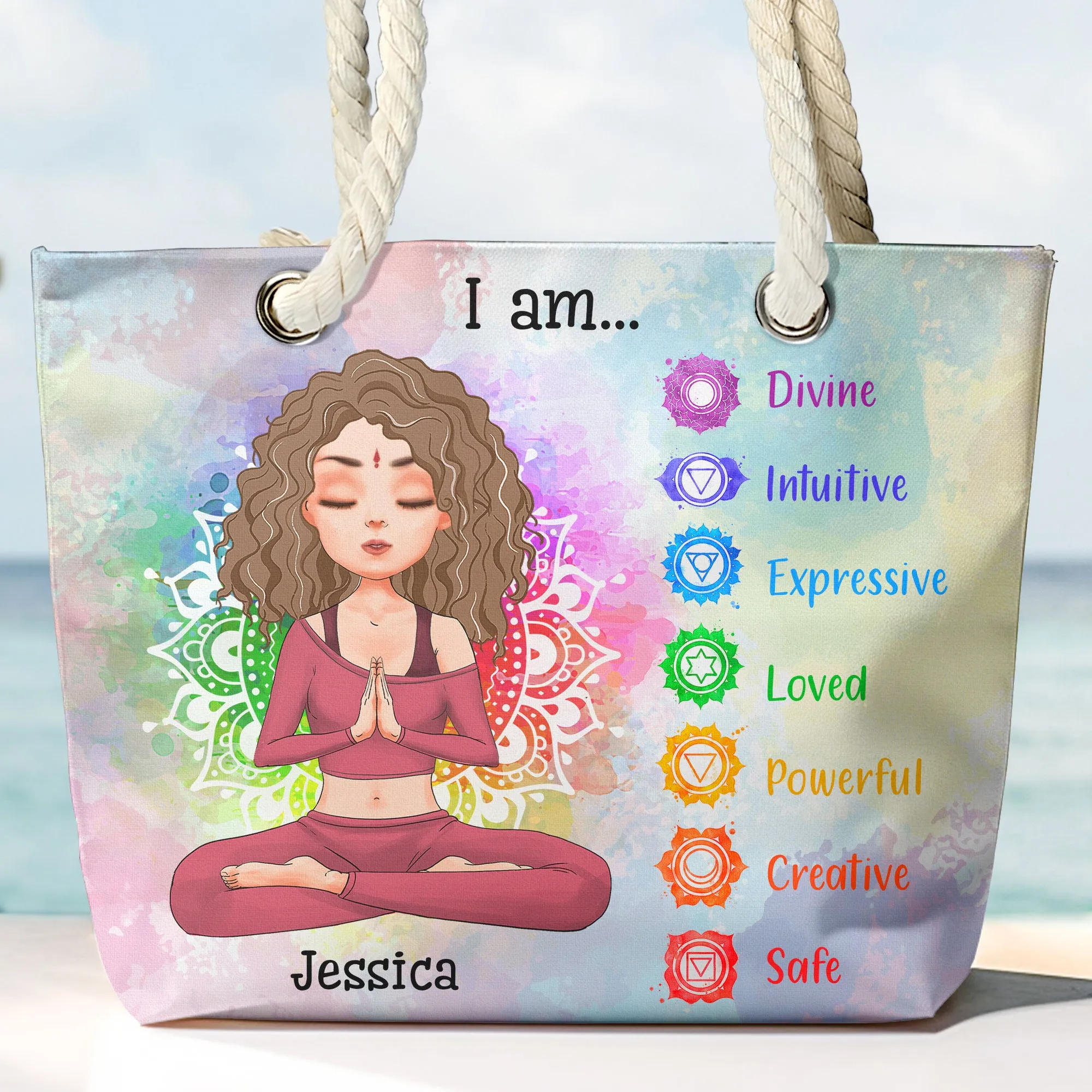 I Am Divine, Intuitive, Expressive... - Personalized Beach Bag