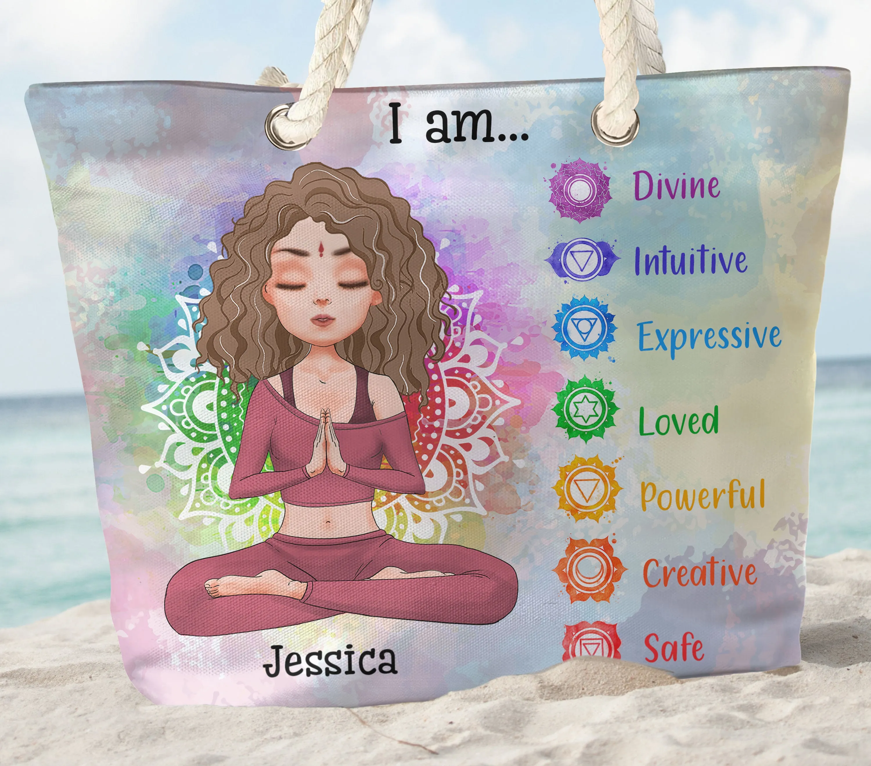 I Am Divine, Intuitive, Expressive... - Personalized Beach Bag