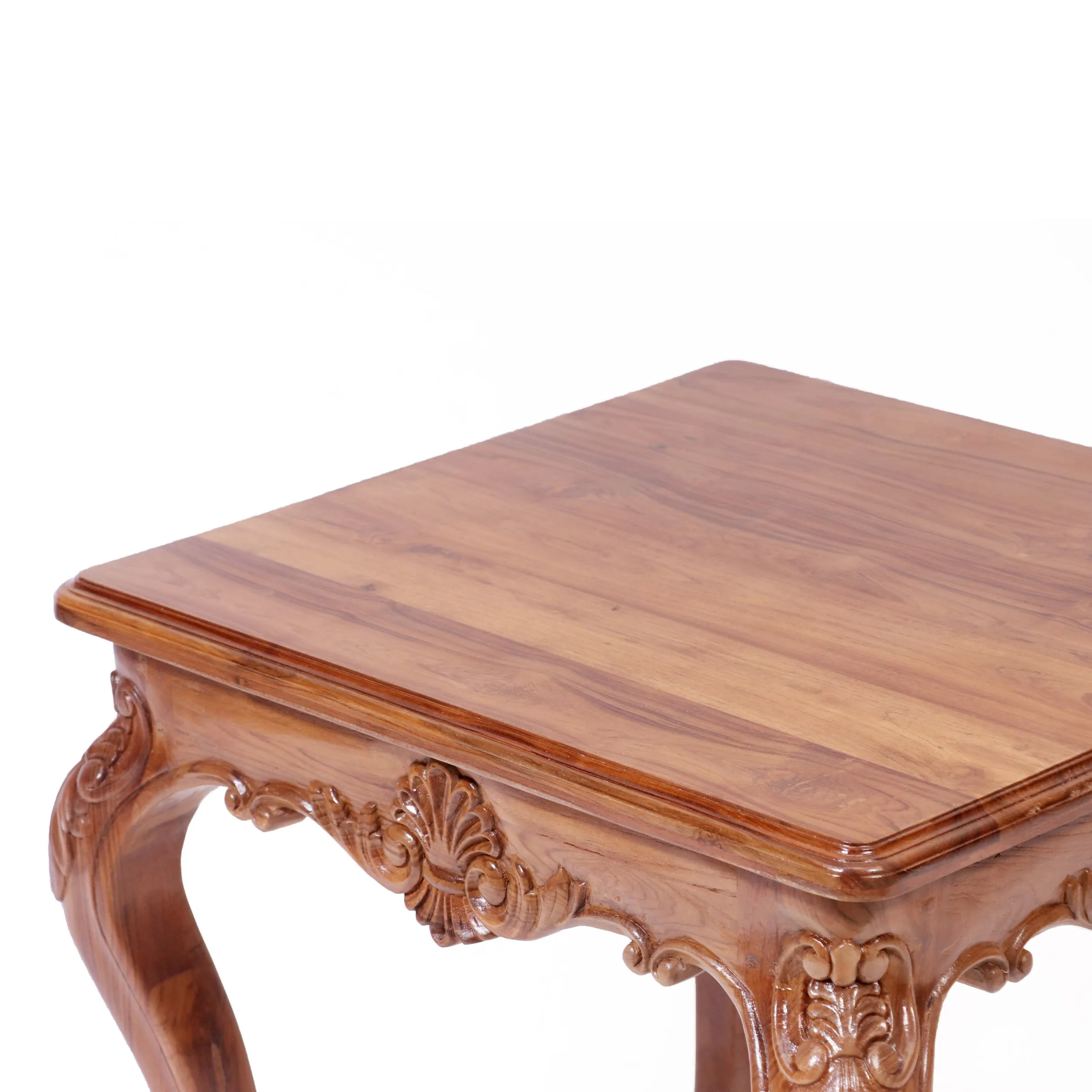 Intricate carved french royal teak coffee table
