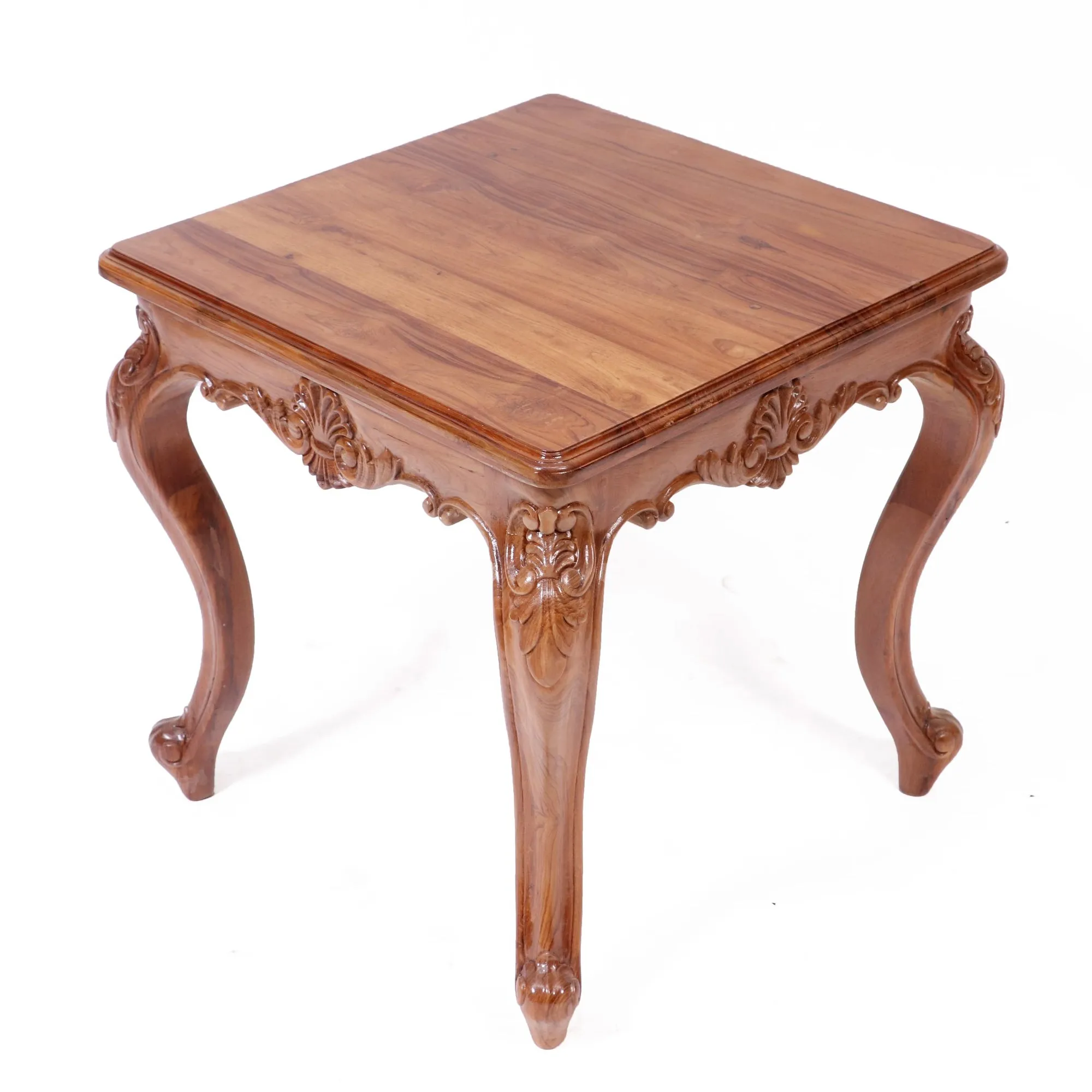 Intricate carved french royal teak coffee table