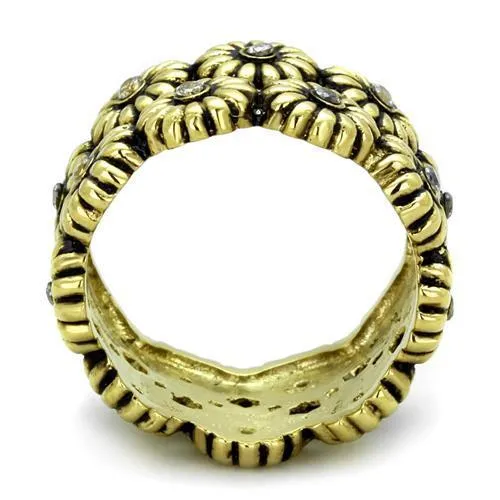 IP Gold(Ion Plating) Stainless Steel Ring with AAA Grade CZ in Clear for Women Style TK1626