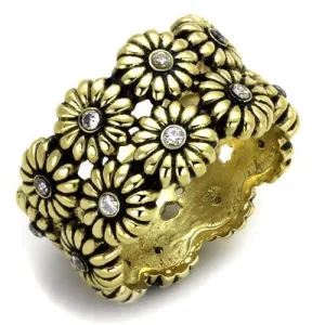 IP Gold(Ion Plating) Stainless Steel Ring with AAA Grade CZ in Clear for Women Style TK1626