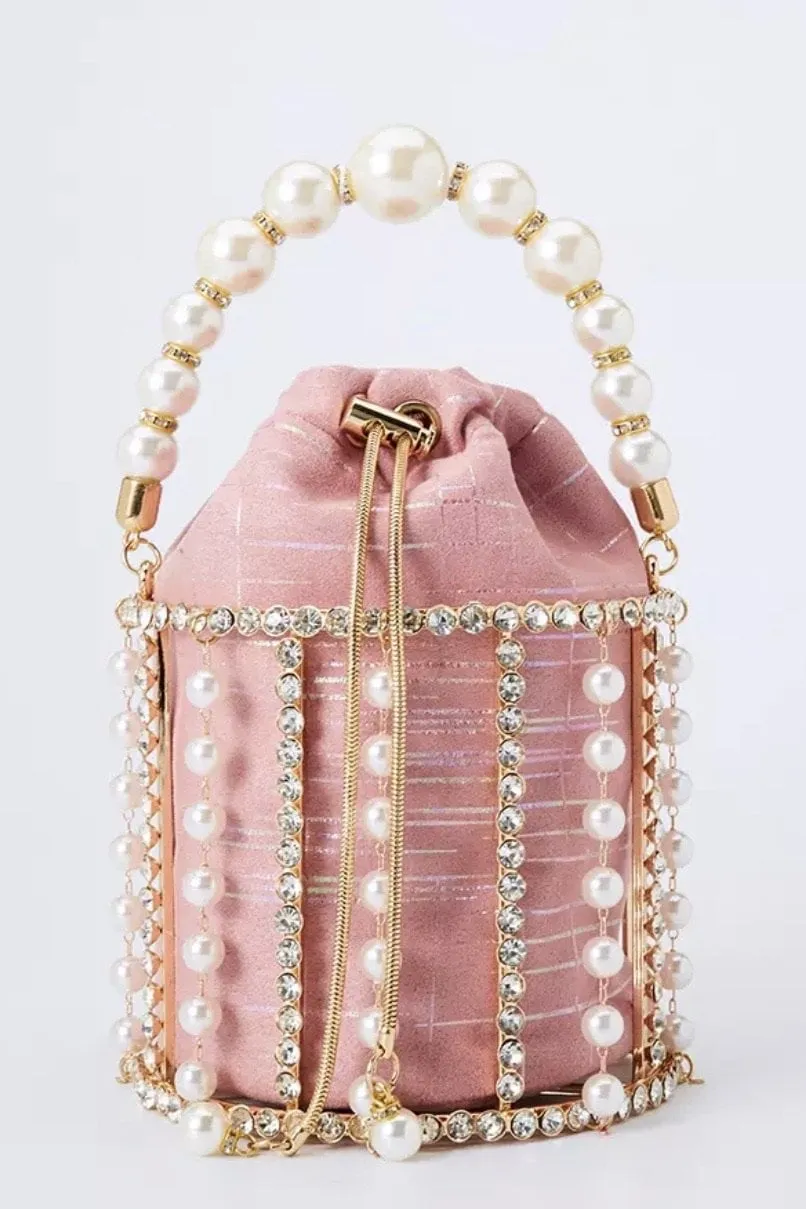 Jessica Bara Stormi Pearl Rhinestone Clutch