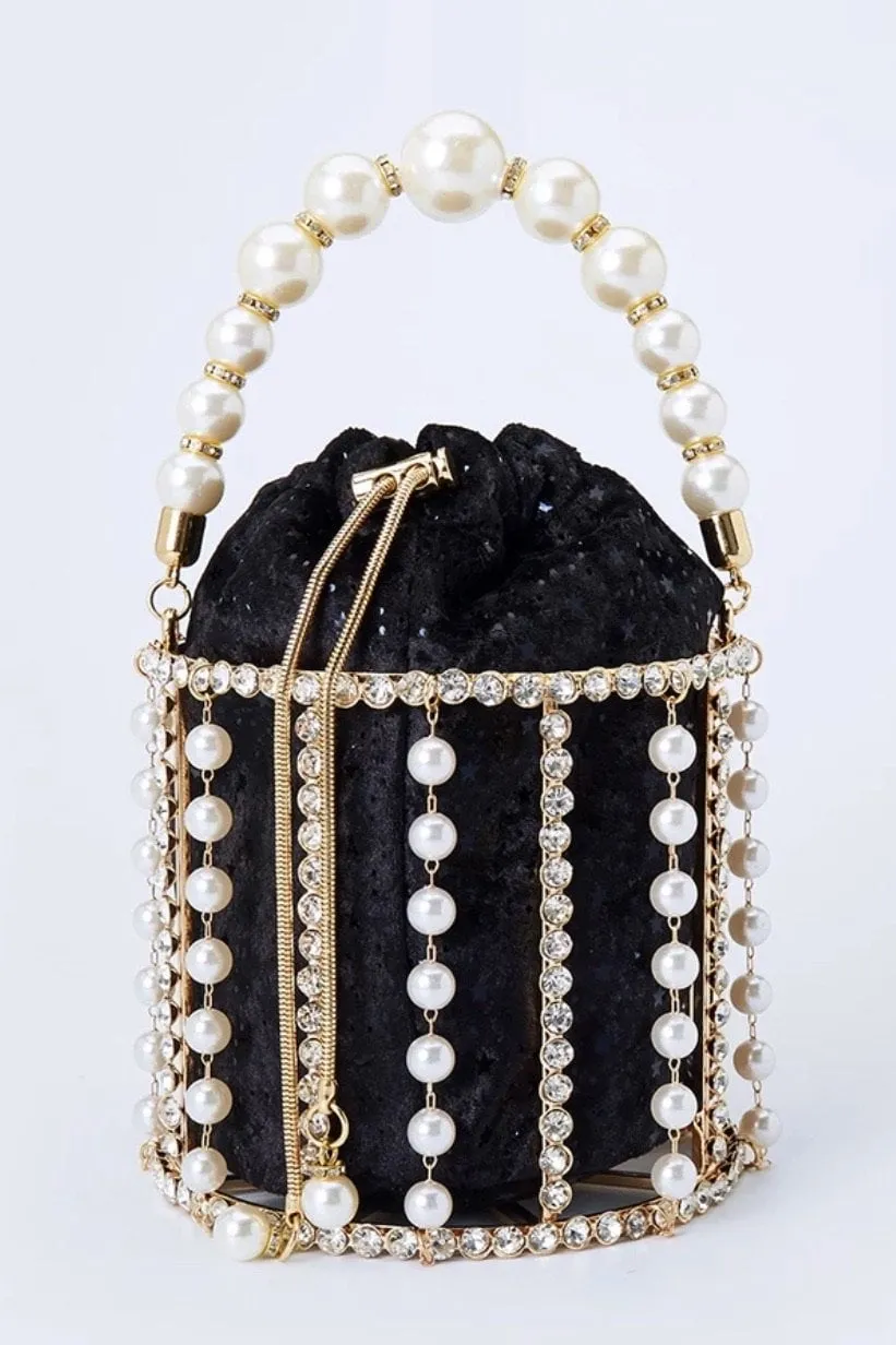 Jessica Bara Stormi Pearl Rhinestone Clutch