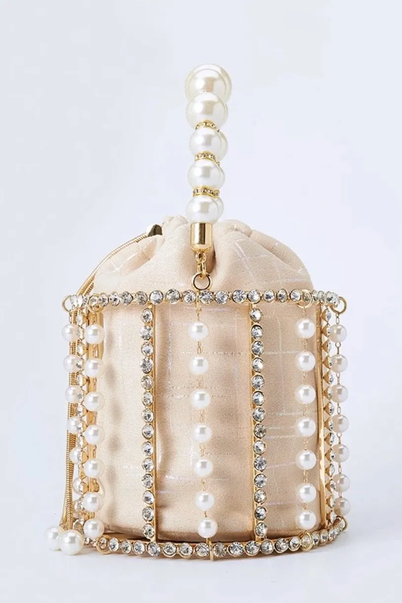 Jessica Bara Stormi Pearl Rhinestone Clutch