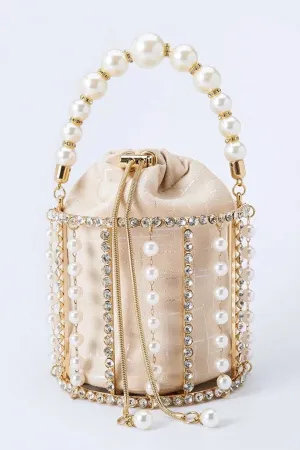 Jessica Bara Stormi Pearl Rhinestone Clutch
