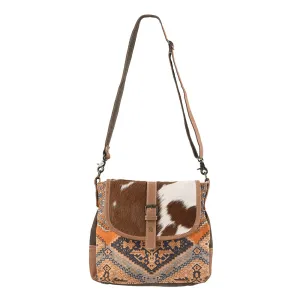KB144 - KB144-MESSENGER Real Cowhide Leather and Upcycled Canvas Ladies Bag 11 x 13 - KB144