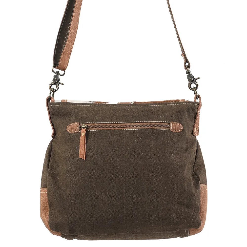 KB144 - KB144-MESSENGER Real Cowhide Leather and Upcycled Canvas Ladies Bag 11 x 13 - KB144