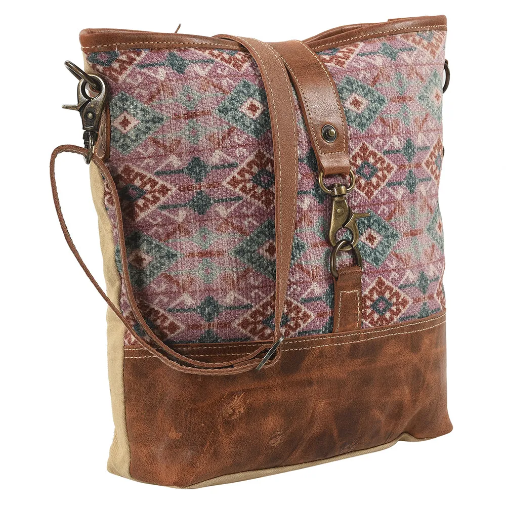 KB198 - KB198 -MESSENGER Leather and Upcycled Canvas Ladies Bag 14 x 13 KB198 - KB198