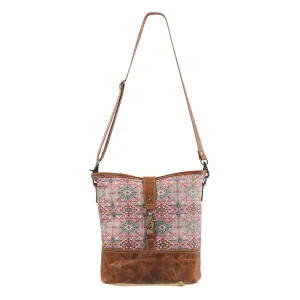 KB198 - KB198 -MESSENGER Leather and Upcycled Canvas Ladies Bag 14 x 13 KB198 - KB198