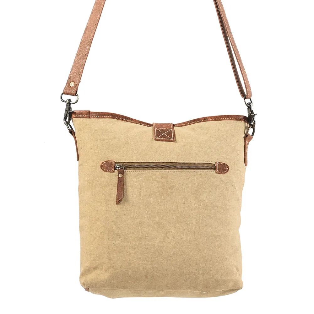 KB198 - KB198 -MESSENGER Leather and Upcycled Canvas Ladies Bag 14 x 13 KB198 - KB198