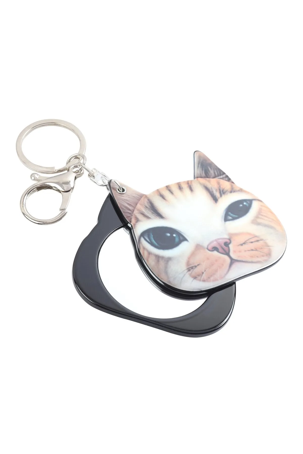 Kc417x035 - Brown Cat With Mirror Keychain