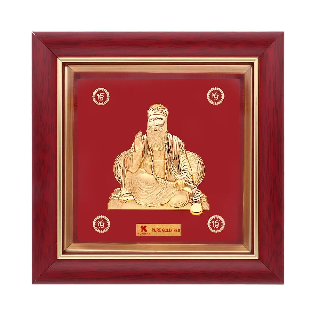 KUNDAN 24k Gold Foiled Artwork Guru Nanak Ji Frame (S1) 15 * 15 cm